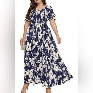 Plus Size Boho Floral Maxi Dress 4X Hawaiian Print Tropical Vacation Destination